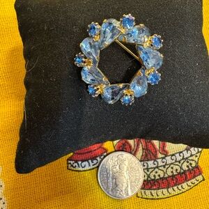 Elegant Blue and Gold Brooch